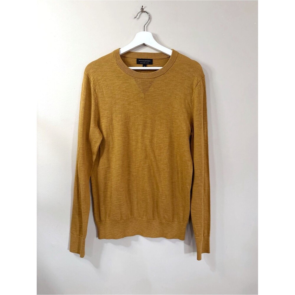 NWT Banana Republic Mustard Crewneck Organic Cotton Sweater Men S Old Money